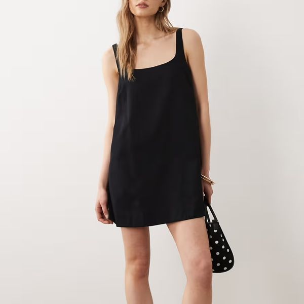 Asos Design Scoop Neck Shift Mini Dress in Black