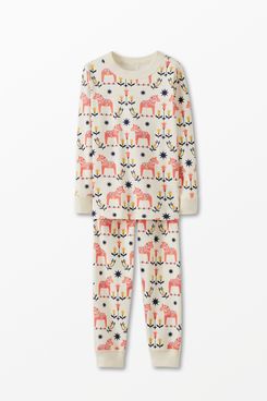 Conjunto de pijama Long John con estampado navideño de Hanna Andersson - Dala Horse