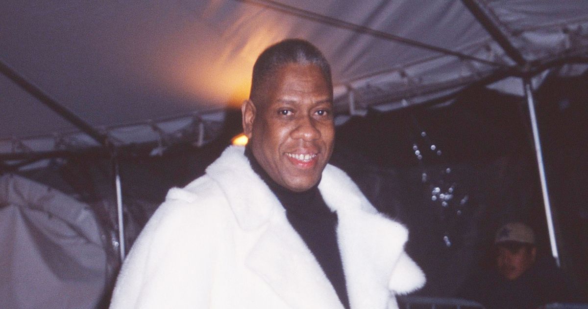 Andre Leon Talley and Louis Vuitton mink scarf.over the top