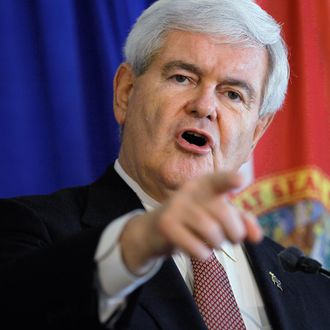 Republican presidential candidate and former Speaker of the House Newt Gingrich speaks during a campaign event at Tick Tock Restaurant on January 24, 2012 in Tampa, Florida. Gingrich is campaigning ahead of Florida's January 31, primary.