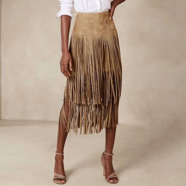 Banana Republic Sevilla Suede Fringe Skirt