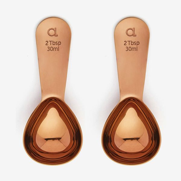 Gold finished coffee measuring scoop with bag clip (set of 2