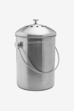 Compost Trash Can Bin Garbage Outdoor Kitchen Waste Caddy Bucket Stainless  Metal Composter Lid Steel Container