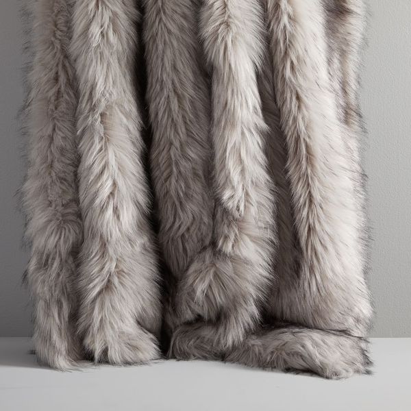 West Elm Faux Fur Brushed Tips Throw