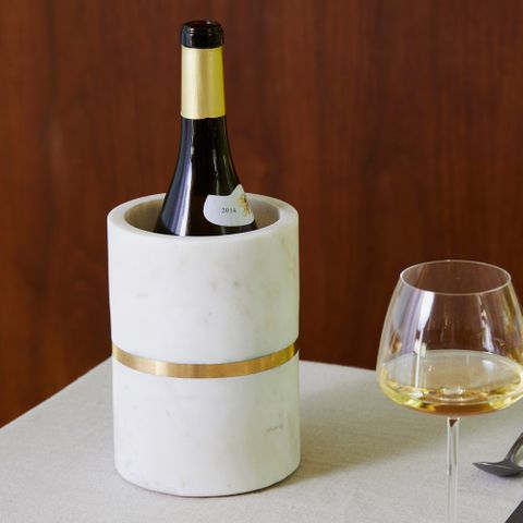 BIDK Home Marble and Brass Single-Bottle Wine Cooler