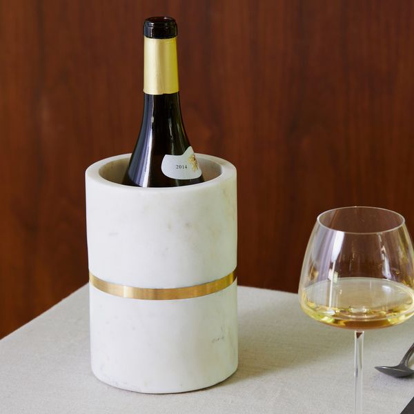 BIDK Home Marble & Brass Single Bottle Wine Cooler