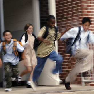 Children Leaving School, Motion Blur.