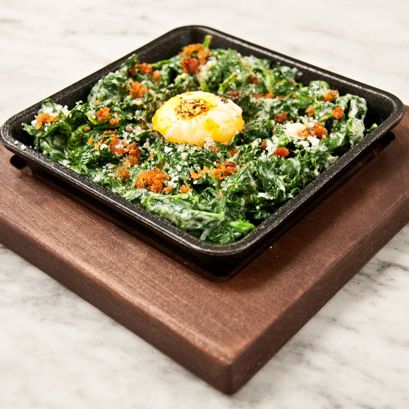 Cream spinach carbonara.