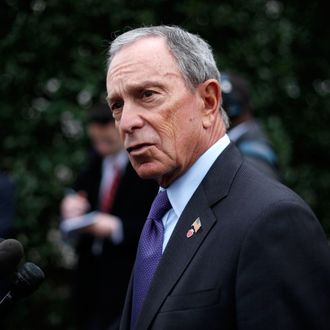 New York City Mayor Michael Bloomberg speaks to members of the media outside the West Wing of the White House in Washington, Wednesday, Feb. 27, 2013, following his meeting with Vice President Joe Biden.