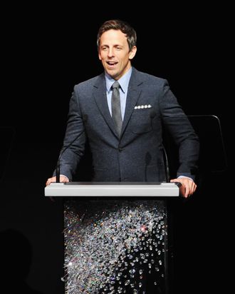 Host Seth Meyers speaks on stage at the 2012 CFDA Fashion Awards at Alice Tully Hall on June 4, 2012 in New York City.