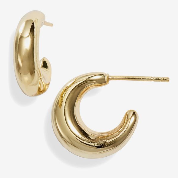 Argento Vivo Puff Small Curved Hoop Earrings