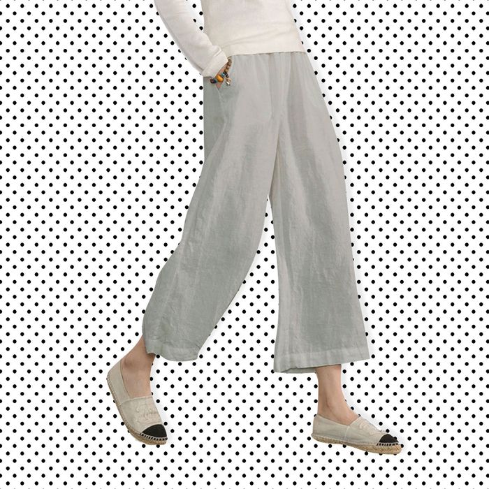 women's tapered leg linen trousers