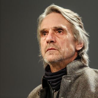 07 Mar 2013, Brussels, Belgium --- Brussels, Belgium. 7th March 2013 -- British actor Jeremy Irons during a talk about the plastic wastes at the EU Commission. -- British actor Jeremy Irons was invited by EU Commissioner Potonik to talk about plastic wastes in the world. He added his voice to an EU campaign to ban non-recylable plastics, including plastic bags. --- Image by ? Olivier Vin/Demotix/Corbis