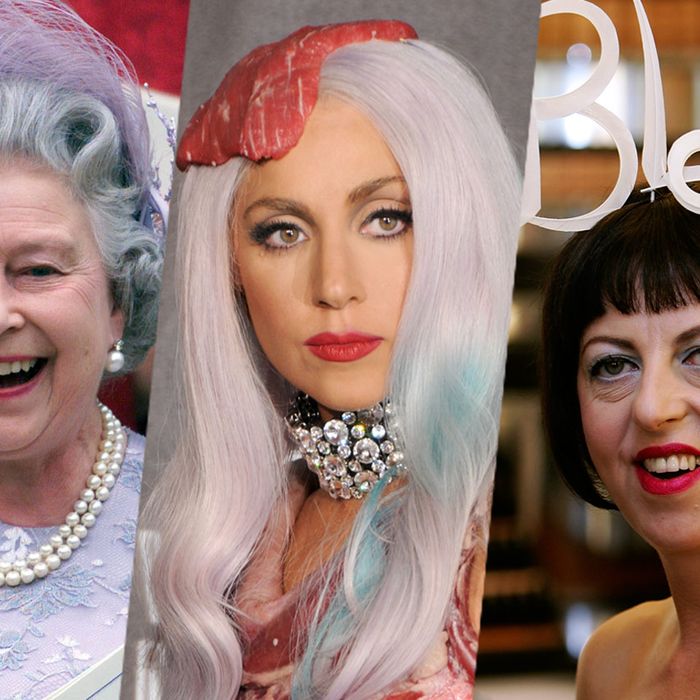 Three very different views of the fascinator, on Queen Elizabeth II, Isabella Blow, and Lady Gaga.