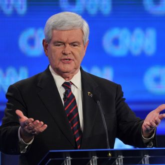 GOP presidential candidate former House Speaker Newt Gingrich speaks during the Florida Republican Presidential debate January 26, 2012 at the University of North Florida in Jacksonville, Florida.