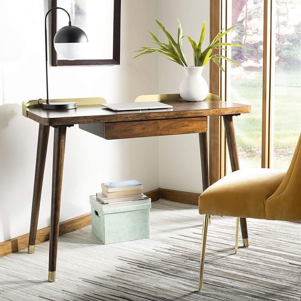 Safavieh Home Office Parker Desk — Walnut/Gold