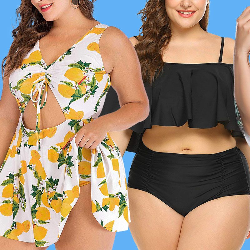 Two Bathing Printed Suit Women's Size Ruffle Pieces Swimmwear Swimsuit Plus  Swimwears Swimsuit Teen Girl Swimsuit Tops Bra Size Ladies Swim Suits