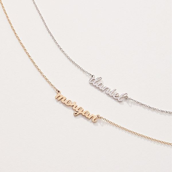 Tiny Tags Personalized Script Nameplate Necklace