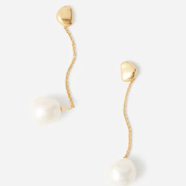 Madewell Freshwater Pearl Organic Stud Threader Earrings