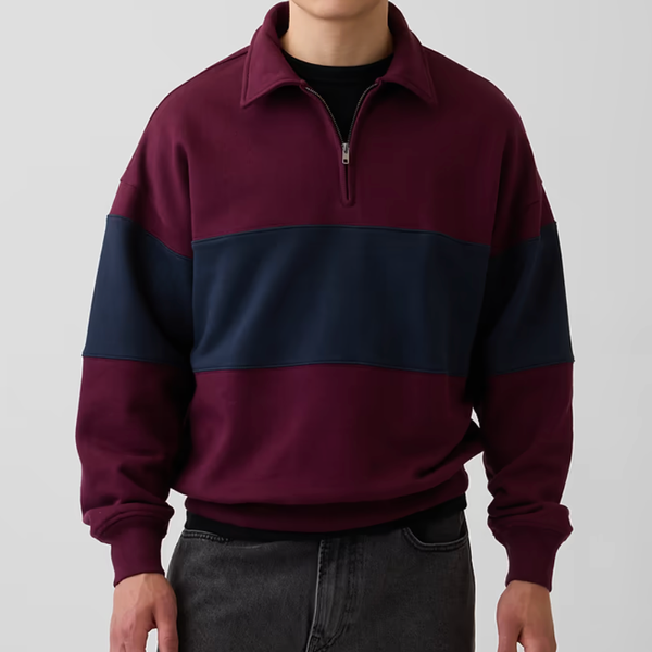 Gap Heavyweight Oversized Stripe Half-Zip Pullover