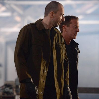 24: LIVE ANOTHER DAY: Jack (Kiefer Sutherland, R) and Belcheck (guest star Branko Tomovic, L) decide their next move in the "5:00 PM - 6:00 PM" episode of 24: LIVE ANOTHER DAY airing Monday, June 9 (9:00-10:00 PM ET/PT) on FOX. ©2014 Fox Broadcasting Co. Cr: Daniel Smith/FOX