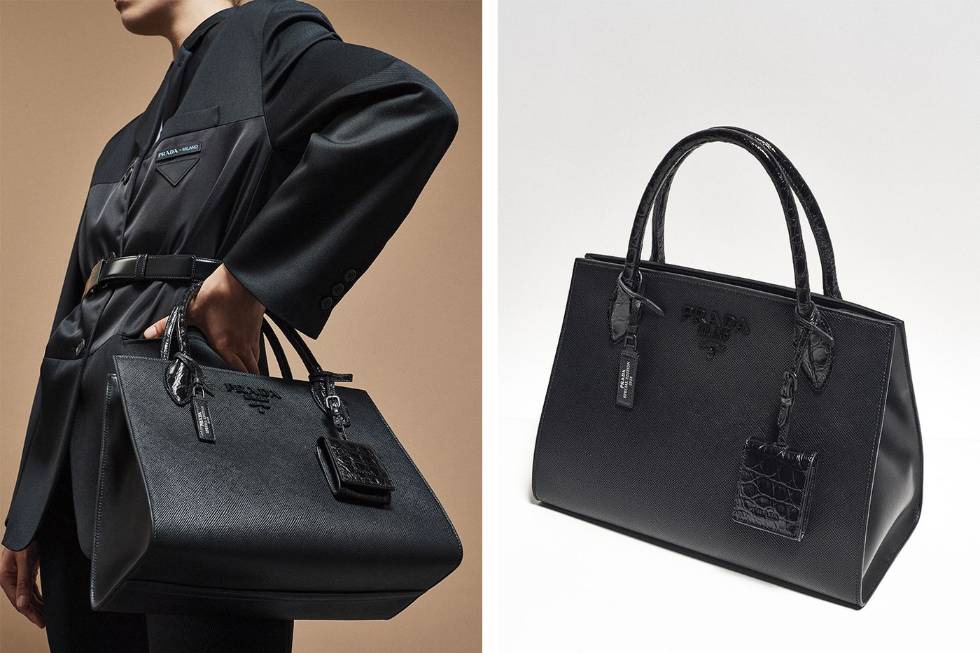 Shop Prada Brushed Leather Tote Bag | Saks Fifth Avenue