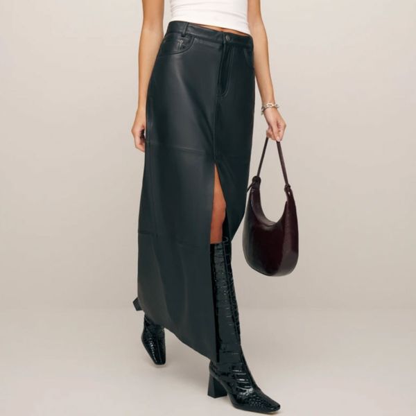 Reformation Veda Tazz Leather Maxi Skirt