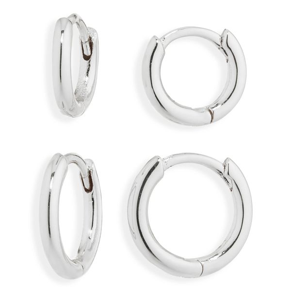 Nordstrom Set of 2 Demi Fine Huggie Hoop Earrings – Silver