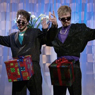 SATURDAY NIGHT LIVE -- Episode 9 -- Aired 12/16/2006 -- Pictured: (l-r) Andy Samberg as guy, Justin timberlake as guy during 