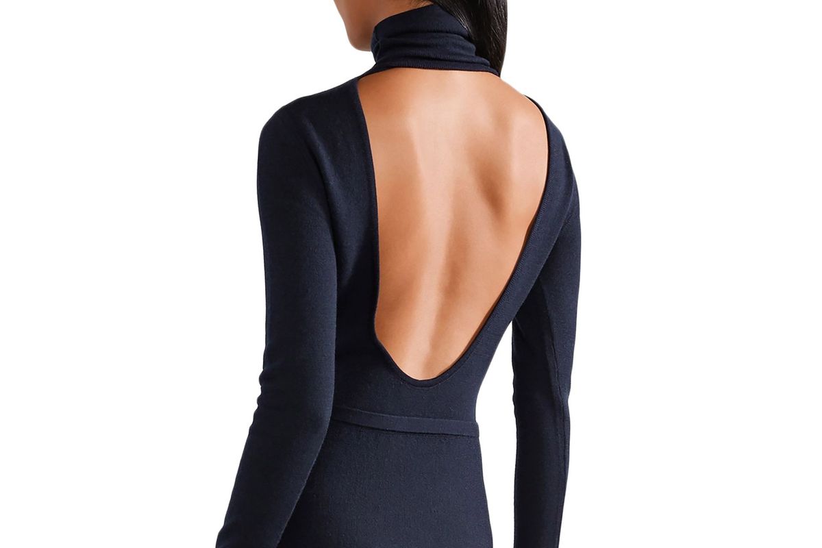 open back turtleneck dress