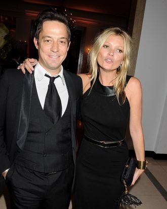 Jamie Hince (L) and Kate Moss attend the Marie Curie Cancer Fundraiser hosted by Heather Kerzner at Claridge's Hotel on May 15, 2012 in London, England.