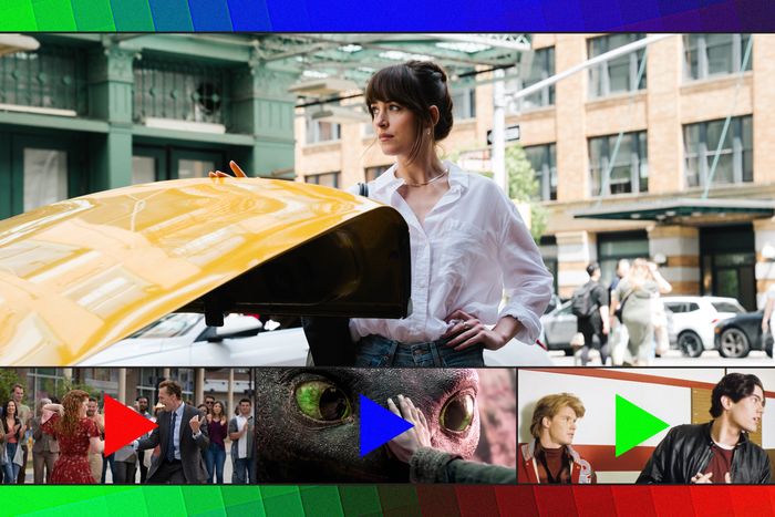 Movie stills ⁤from Materialists, Twin ⁢Peaks, ‌How to Train Your Dragon, and The‍ Life of Chuck.