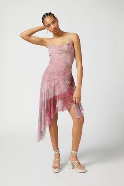 UO Phoebe Mesh Asymmetrical Midi Dress