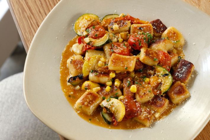 Gnocchi with summer vegetables.