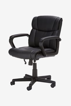 AmazonBasics Leather-Padded, Adjustable Swivel Office Desk Chair With Armrest