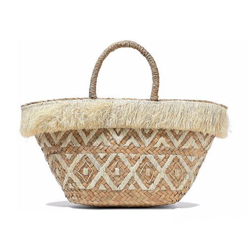 Kayu Fringed embroidered straw tote