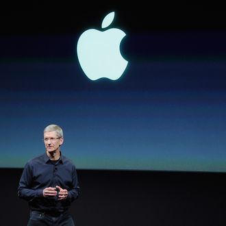 CUPERTINO, CA - OCTOBER 04: Apple CEO Tim Cook speaks at the event introducing the new iPhone at the company?s headquarters October 4, 2011 in Cupertino, California. The announcement marks the first time Cook introduces a new product since Apple co-founder Steve Jobs resigned in August. October 4, 2011 in Cupertino, California. (Photo by Kevork Djansezian/Getty Images)