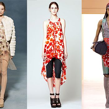 From left: new resort looks from the Row, Vera Wang, and Balenciaga.
