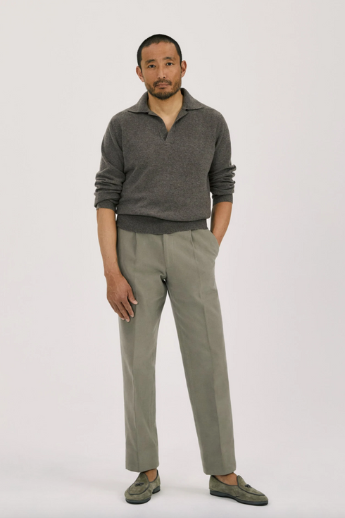 Mens Clothing Trousers Slacks and Chinos Casual trousers and trousers Caruso Tailored Cotton Trousers in Green for Men 