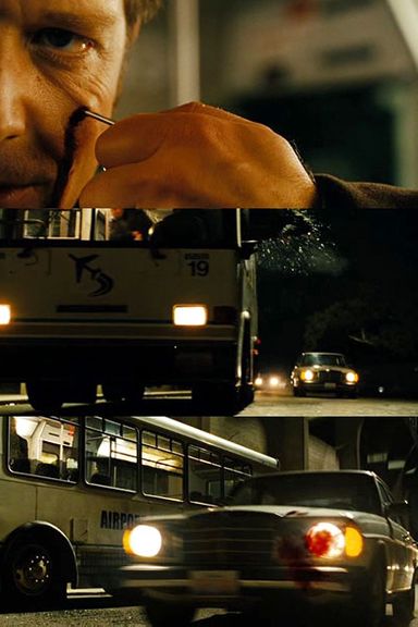 Statham sticks the pull-pin of a fire extinguisher in your face, then throws you from a bus and onto the street, upon which you are run over by a car. (The Mechanic)