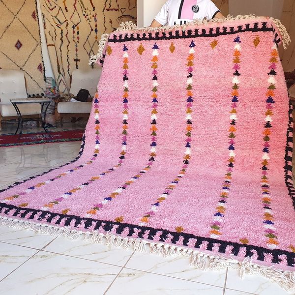 BestWoolRug Alfombra Beni Ourain marroquí auténtica rosa