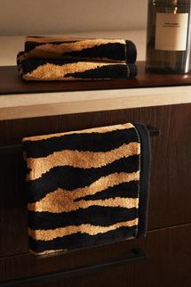 Zara Velour Tiger-Print Hand Towels (Pack of 3)