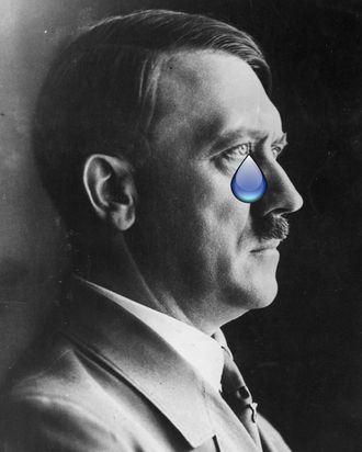 Hitler, presumably feeling sad about the mess in his pants that should be his penis.