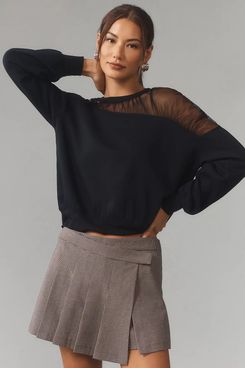 Anthropologie Maeve Sheer-Insert Cozy Pullover