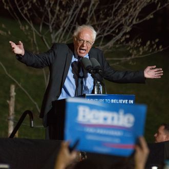 Bernie Sanders speaks to his supporters. Ahead of the April