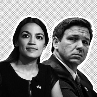 Alexandria Ocasio-Cortez and Ron DeSantis.