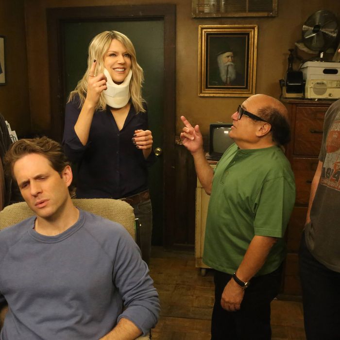 IT'S ALWAYS SUNNY IN PHILADELPHIA -- “Old Lady House: A Situation Comedy” – Season 12, Episode 3 (Airs January 18, 10:00 pm e/p) Pictured: (l-r) Charlie Day as Charlie, Glenn Howerton as Dennis, Kaitlin Olson as Dee, Danny DeVito as Frank, Rob McElhenney as Mac. CR: Patrick McElhenney/FXX