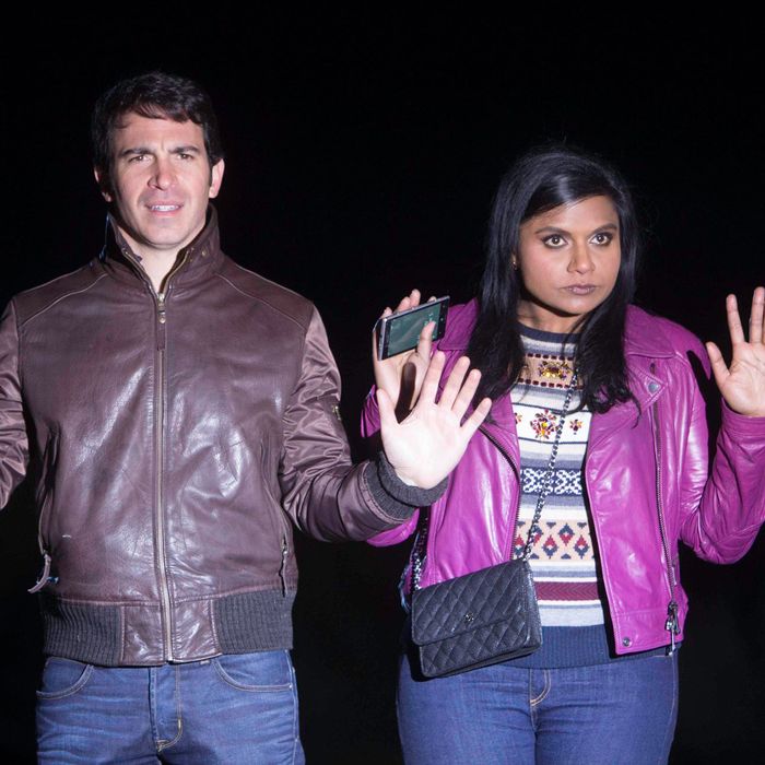 THE MINDY PROJECT: Mindy (Mindy Kaling, R) and Danny (Chris Messina, L) run into trouble, in the "The Desert" episode of THE MINDY PROJECT airing Tuesday, Jan. 21 (9:30-10:00 PM ET/PT) on FOX. ©2013 Fox Broadcasting Co.