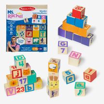 Melissa & Doug Ms. Rachel Wooden Learning Blocks with Activity Cards