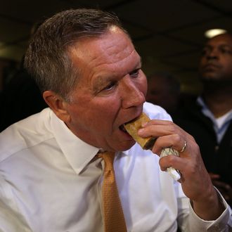 GOP Presidential Candidate John Kasich Makes Campaign Stop At A New York City Deli